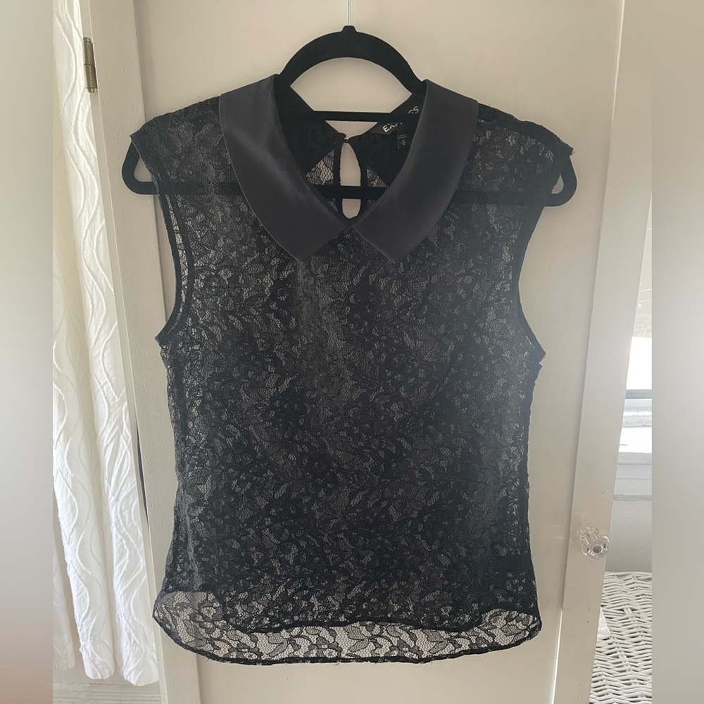 Elegant Black Lace Sheer Sleeveless Top
